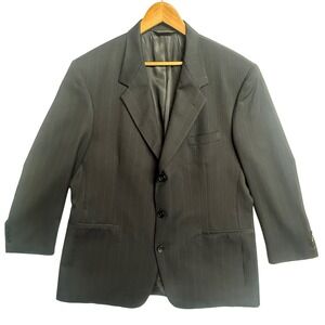 Nino Cerruti Mens Wool Blazer 44R Black Pinstripe 3 Button‎ Suit Jacket VTG